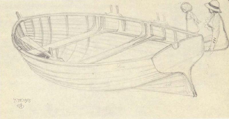 Joseph E.Southall Beached Boat and Figure,Southwold